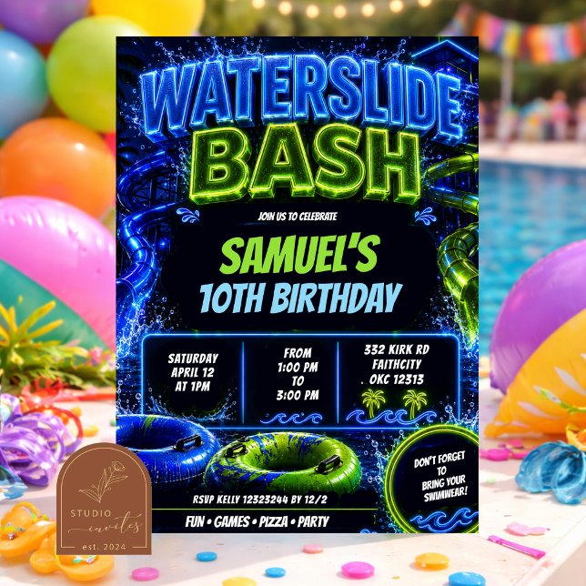 Invitación de cumpleaños de adolescente Bash Neon  (Subido por el creador)