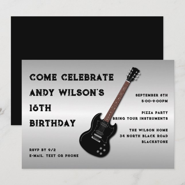 Invitación de cumpleaños de adolescente chico con  (Anverso / Reverso)