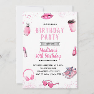 Invitación de cumpleaños de adolescente entre Chic
