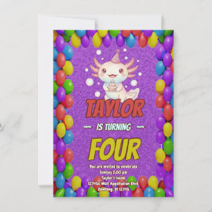 Invitación de cumpleaños de adulto de Axolotl Kawa