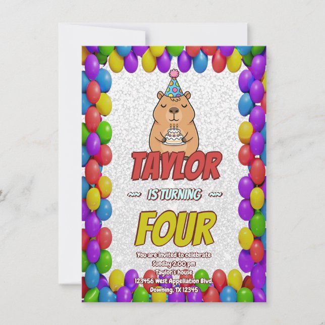 Invitación de cumpleaños de adulto de capybara rel (Anverso)