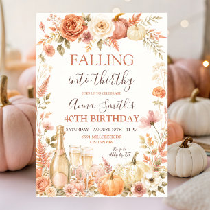 Invitación de cumpleaños de adulto de otoño floral