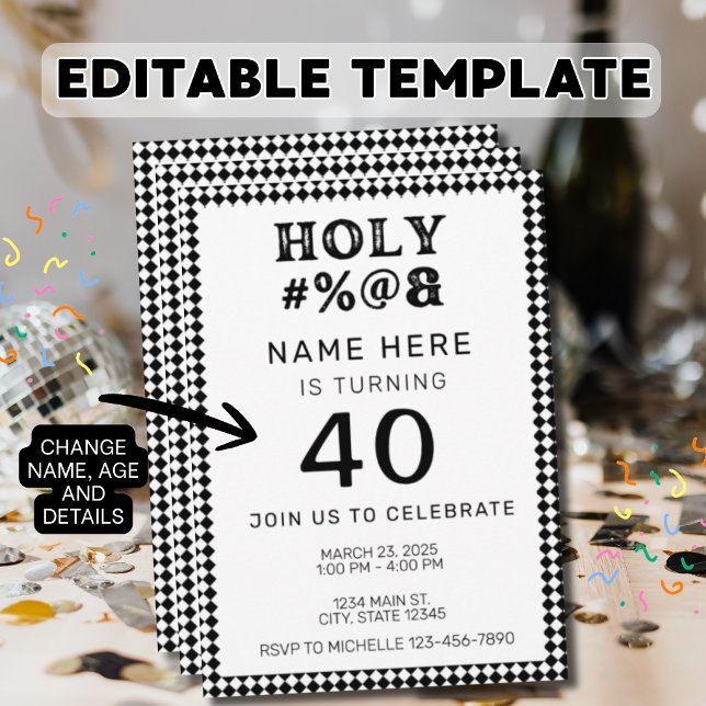 Invitación de cumpleaños de adulto Holy #%@& (Subido por el creador)