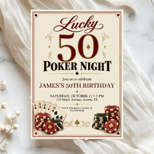 invitación de cumpleaños de adulto noche de póquer