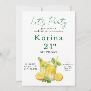 Invitación de cumpleaños de adulto para cóctel de