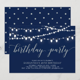 Invitación de cumpleaños de adulto | Plata y Azul 