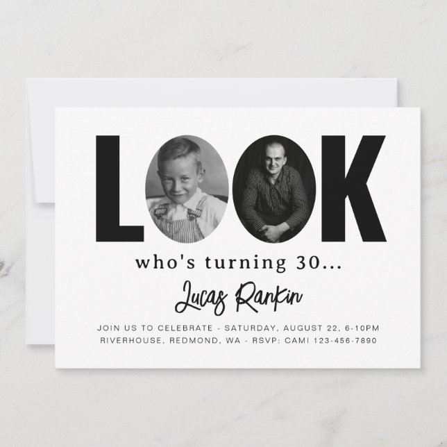 Invitación de cumpleaños de adultos minimalistas | (Anverso)