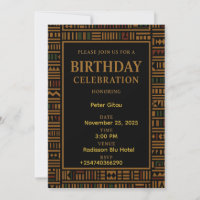Invitación de cumpleaños de African Gold Kente
