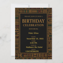 Invitación de cumpleaños de African Gold Kente