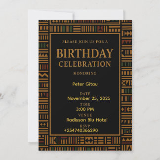 Invitación de cumpleaños de African Gold Kente