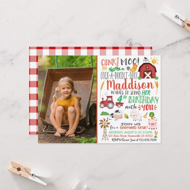 Invitación de cumpleaños de agricultor de acuarela (Anverso/Reverso In Situ)