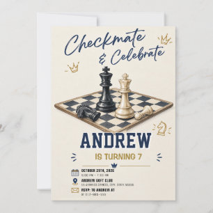 Invitación de cumpleaños de ajedrez personalizada