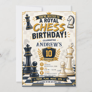 Invitación de cumpleaños de ajedrez personalizada