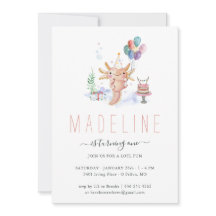 Invitación de cumpleaños de ajolote con acuarela l