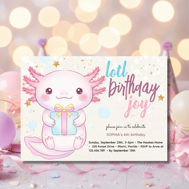 invitación de cumpleaños de ajolote de alegría de  (Subido por el creador)