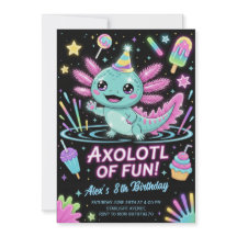 Invitación de cumpleaños de ajolote lindo