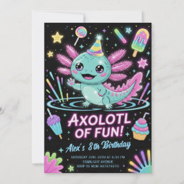 Invitación de cumpleaños de ajolote lindo