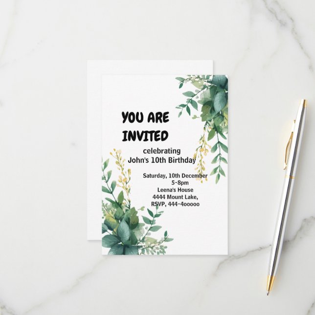 Invitación de cumpleaños de alegría en flor (Anverso/Reverso In Situ)