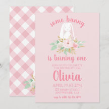Invitación de cumpleaños de algún conejito floral 