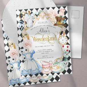 Invitación de cumpleaños de Alice wonderland tea f