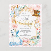 Invitación de cumpleaños de Alice wonderland tea f