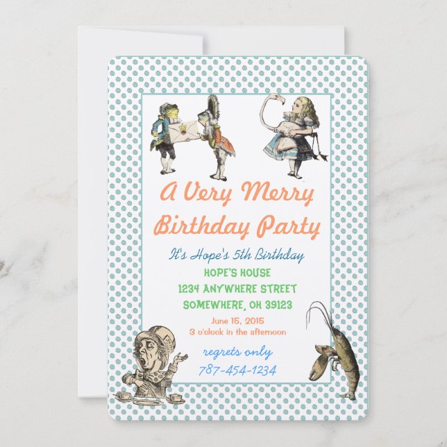 Invitación de Cumpleaños de Alicia en el País de l (Anverso)
