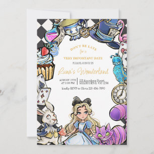 invitación de cumpleaños de Alicia en el país de l
