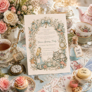 Invitación de cumpleaños de Alicia en el País de l