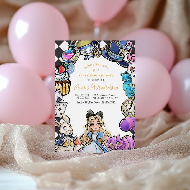 Invitación de cumpleaños de Alicia en el país de l (Subido por el creador)