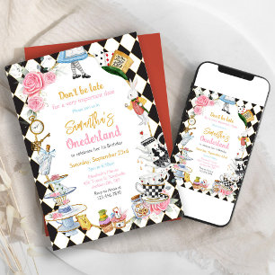 Invitación de cumpleaños de Alicia en el País de l
