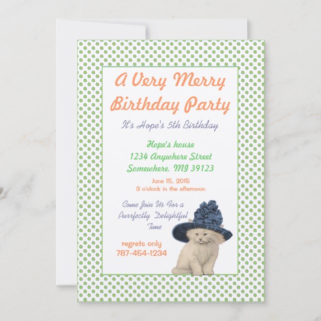 Invitación de Cumpleaños de Alicia en el País de l (Anverso)