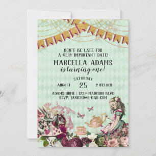 Invitación de cumpleaños de Alicia en el País de l