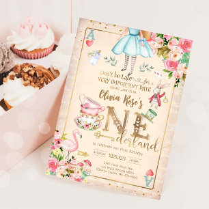 Invitación de cumpleaños de Alicia en el país de U
