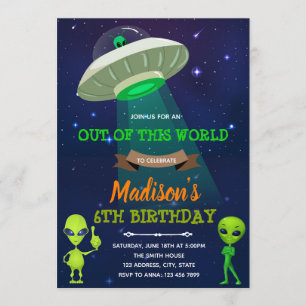 Invitación de cumpleaños de Alien OUT OF This WORL