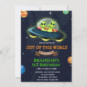 Invitación de cumpleaños de Alien Space Galaxy