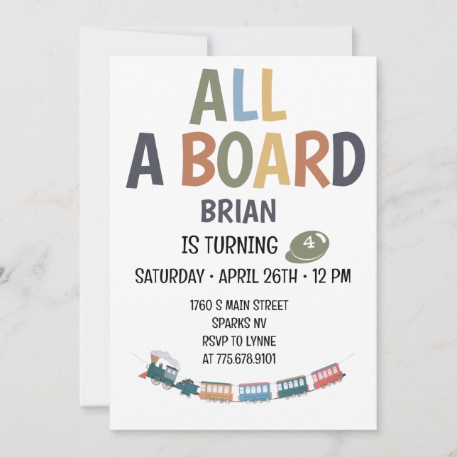 Invitación de cumpleaños de All Aboard Childs (Anverso)