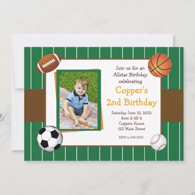 Invitación de cumpleaños de Allstar Sports (Anverso)