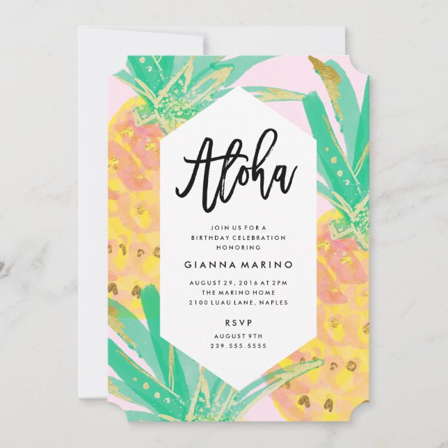 Invitación de cumpleaños de Aloha (Anverso)