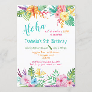 Invitación de cumpleaños de Aloha Hawaiian Luau