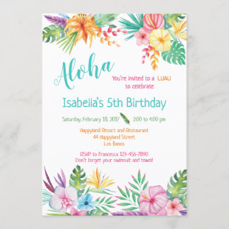 Invitación de cumpleaños de Aloha Hawaiian Luau