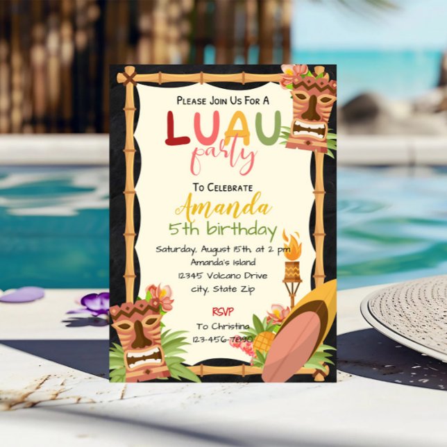 Invitación de cumpleaños de Aloha Luau (Subido por el creador)