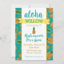 Invitación de cumpleaños de Aloha Pineapple Luau