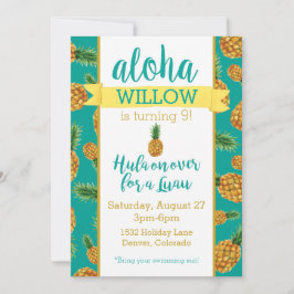 Invitación de cumpleaños de Aloha Pineapple Luau