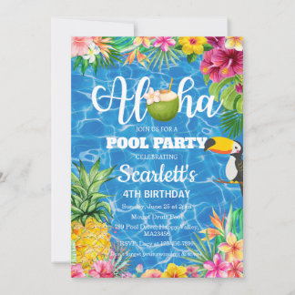 Invitación de cumpleaños de Aloha pool fiesta de H