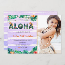 Invitación de cumpleaños de Aloha Tropical con fot