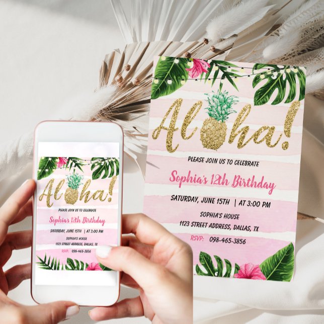 Invitación de cumpleaños de Aloha Tropical Invitad (Subido por el creador)