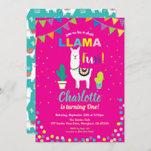 Invitación de cumpleaños de Alpaca chica primer dí