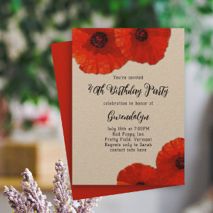Invitación de cumpleaños de amapolas rojas