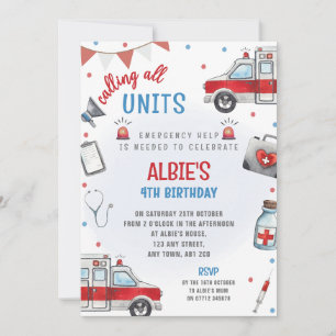 Invitación de cumpleaños de ambulancia para socorr