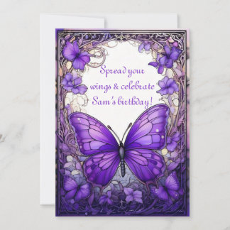 Invitación de cumpleaños de Amethyst Wings